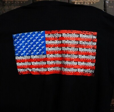 Black Widow Exhaust Shirt - American Flag