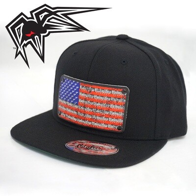 Black Widow Exhaust American Flag Snapback - Flat Bill
