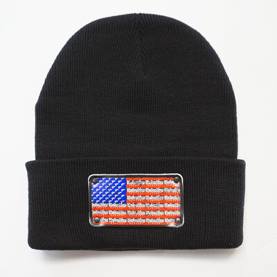 Black Widow Exhaust American Flag Beanie