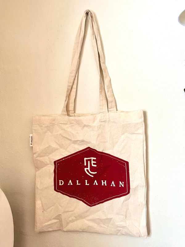 Dallahan Tote Bag - Crimson logo on canvas