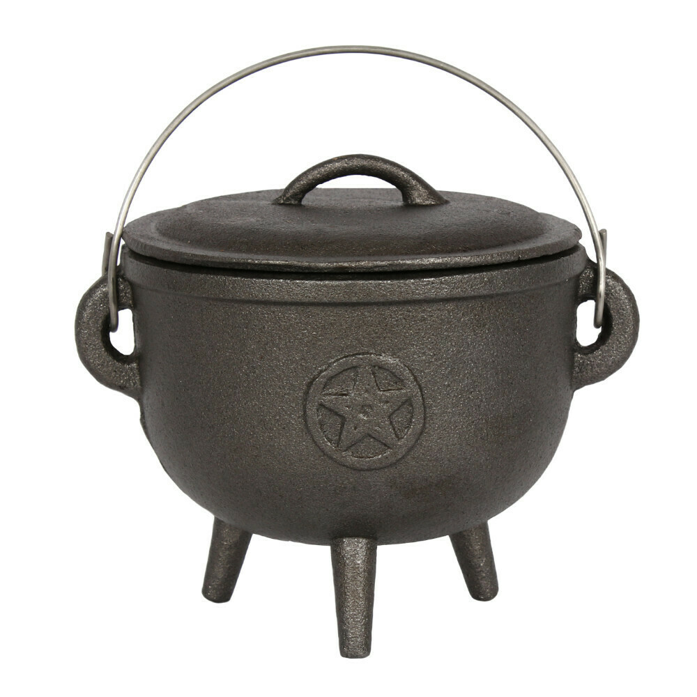15cm Cast Iron Cauldron With Pentagram 15cm Cast Iron Cauldron With Pentagram