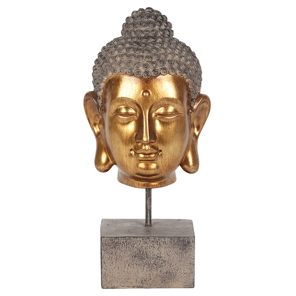 Gold Finish Buddha Head on Stand Gold Finish Buddha Head on Stand