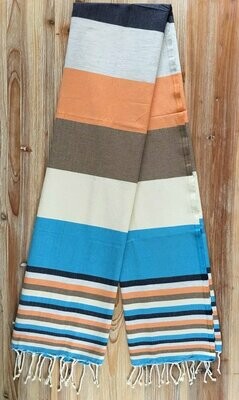 Fouta traditionnelle coton, 1X2M, bandes couleurs