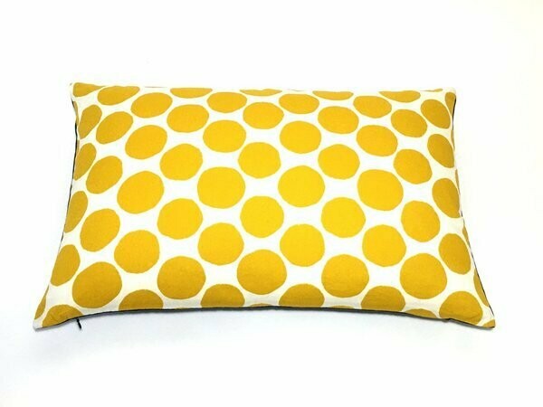 MEHAREE - Coussin 40 x 60 cm - en tissu coton Japonais, jaune et blanc