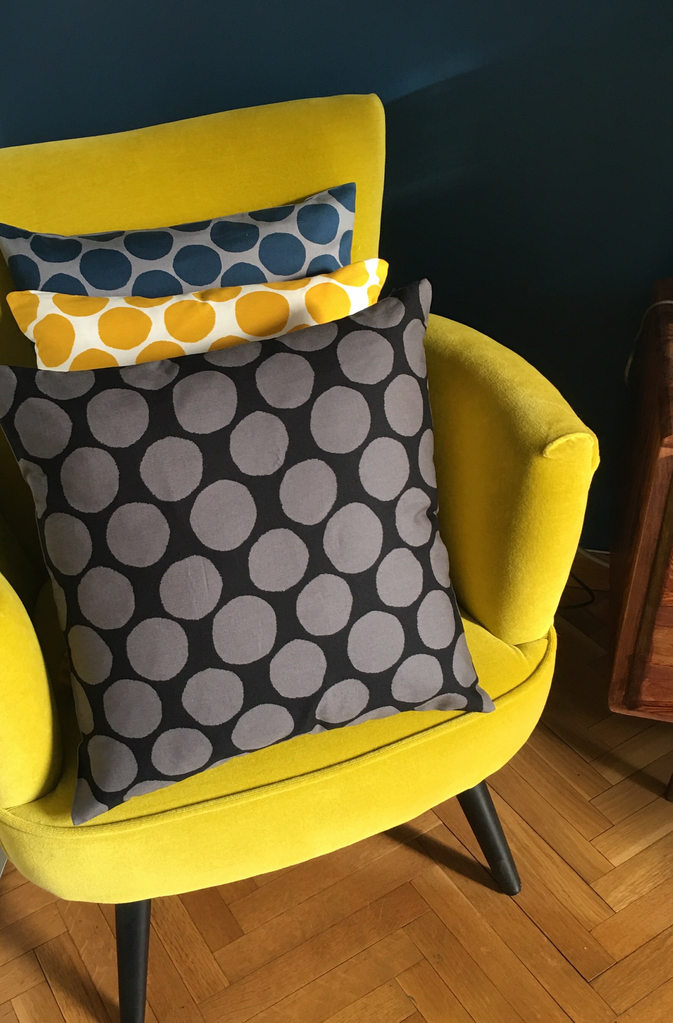 MEHAREE - Coussin 45 X 45 cm -  en tissu coton Japonais, noir et gris