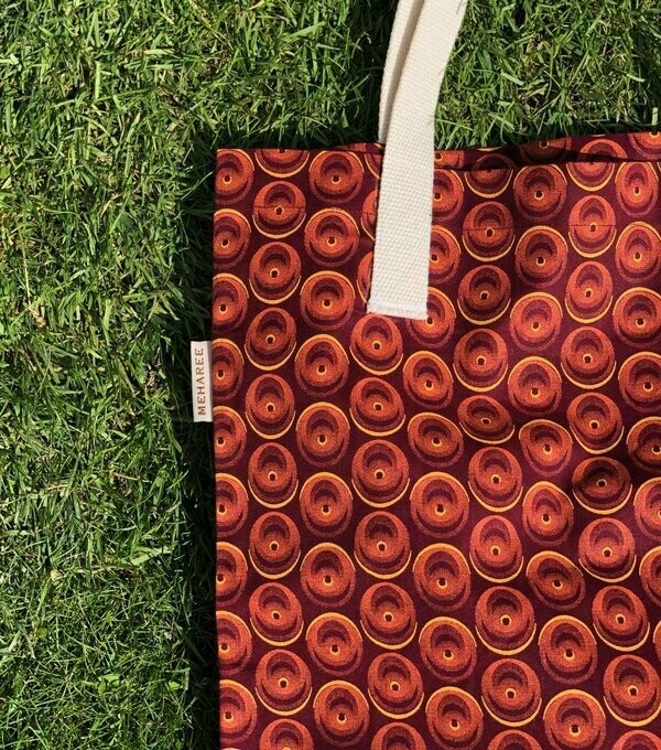 Tote bag - Shweshwe - carmin - sac fourre tout