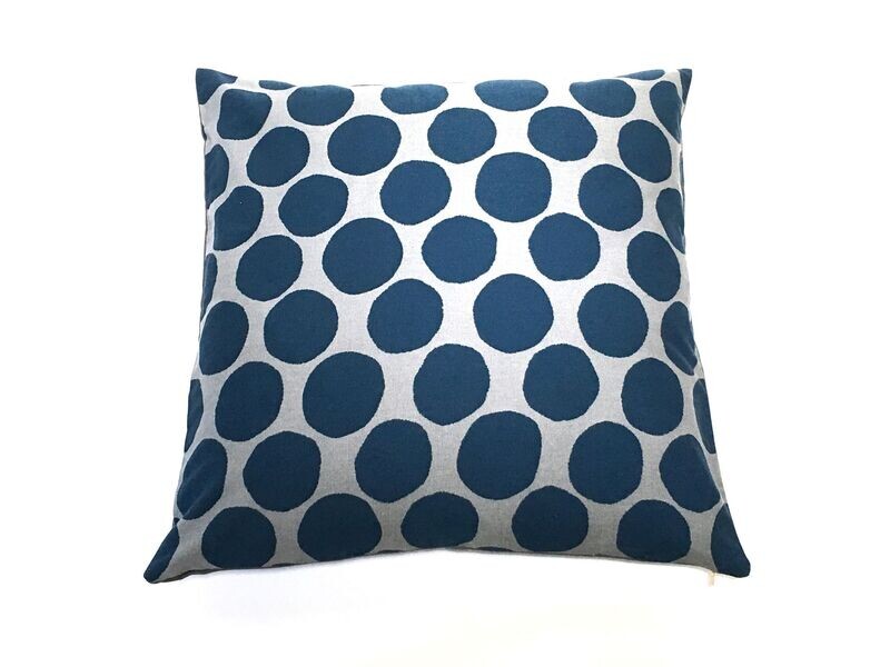 MEHAREE - Coussin 45 x 45 cm - en tissu coton Japonais, bleu et gris