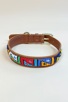 Leren halsband met kraaltjes- North