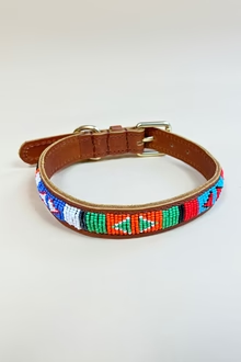 Leren halsband met kraaltjes- Lego
