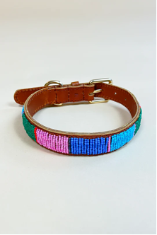 Leren halsband met kraaltjes- Mermaid
