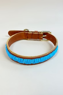 Leren halsband met kraaltjes- Riva