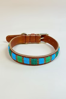 Leren halsband met kraaltjes- Baobab