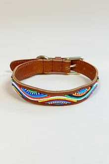 Leren halsband met kraaltjes- Universe