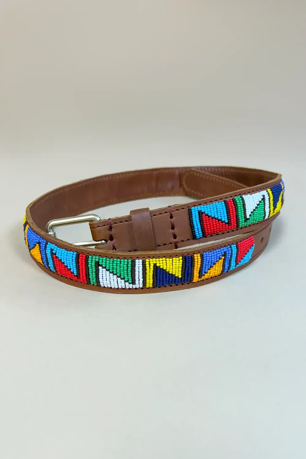Leren riem met kraaltjes- North