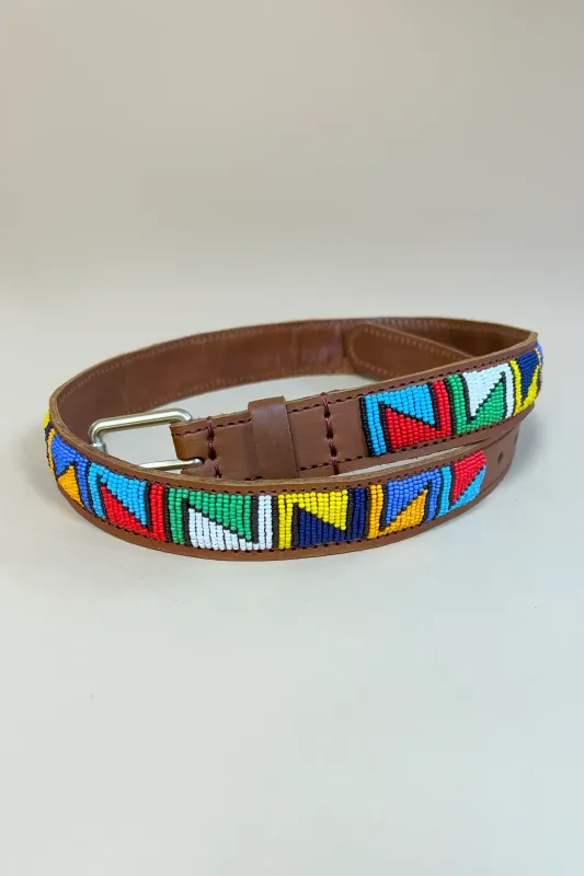 Leren riem met kraaltjes- North