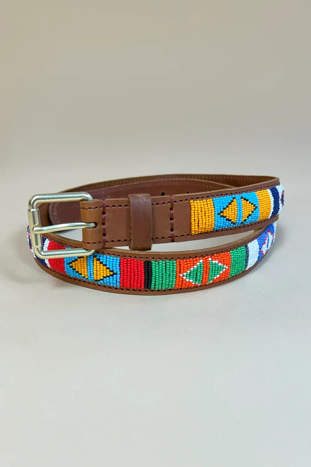 Leren riem met kraaltjes- Lego