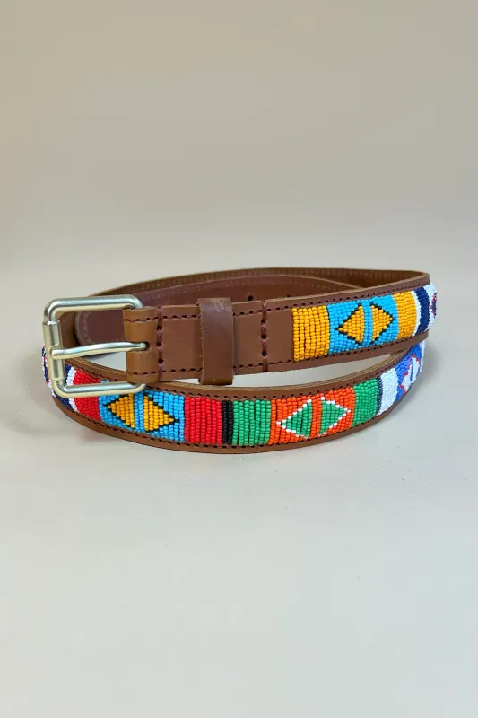Leren riem met kraaltjes- Lego