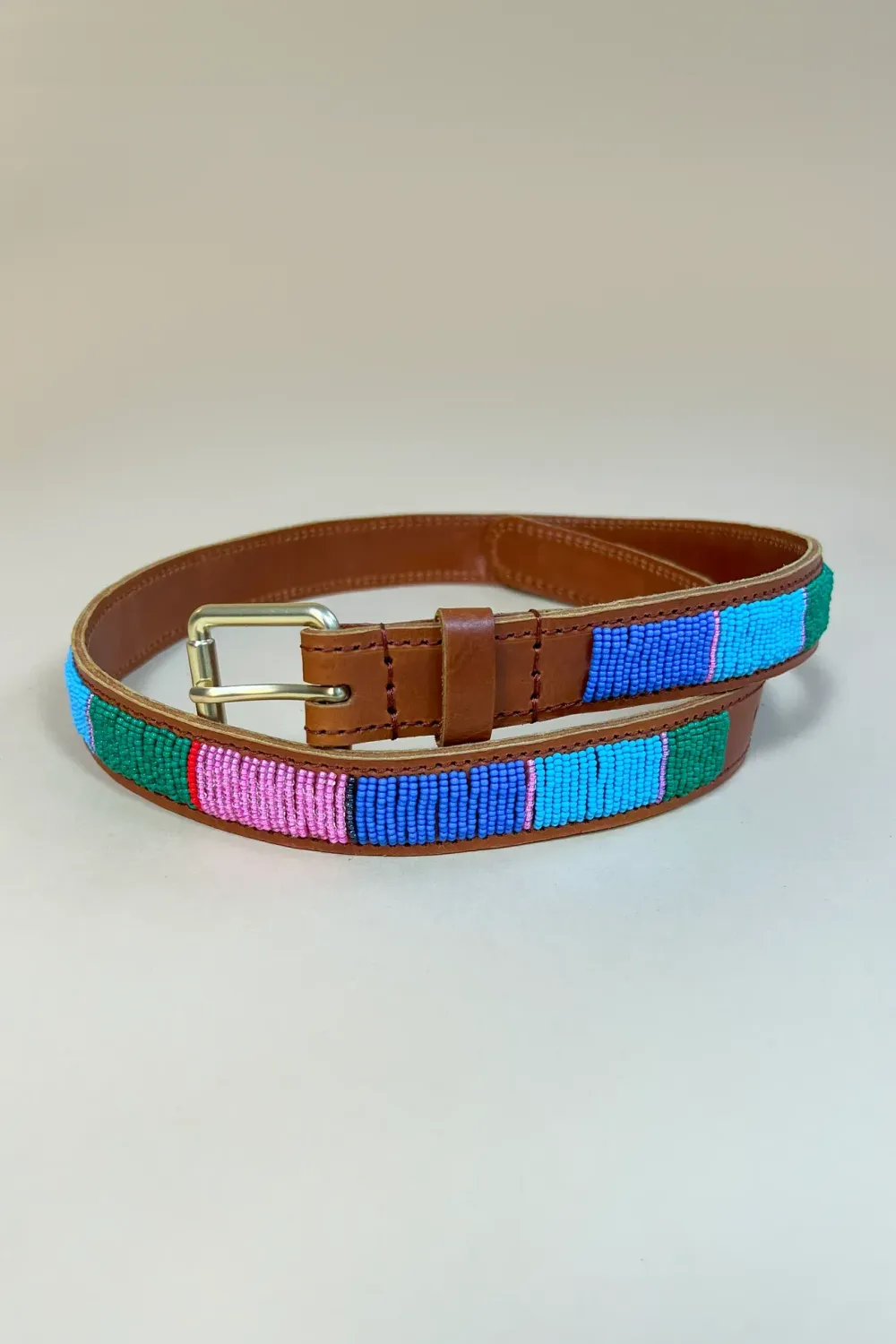 Leren riem met kraaltjes- Mermaid