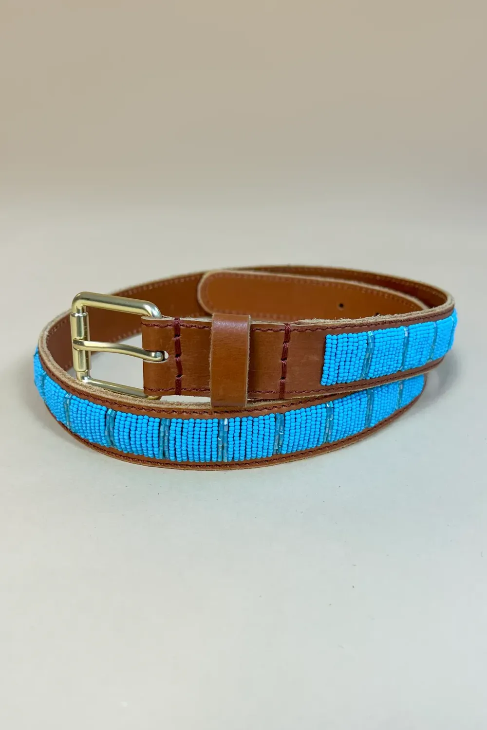 Leren riem met kraaltjes- Riva