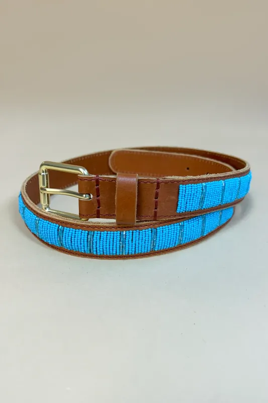 Leren riem met kraaltjes- Riva