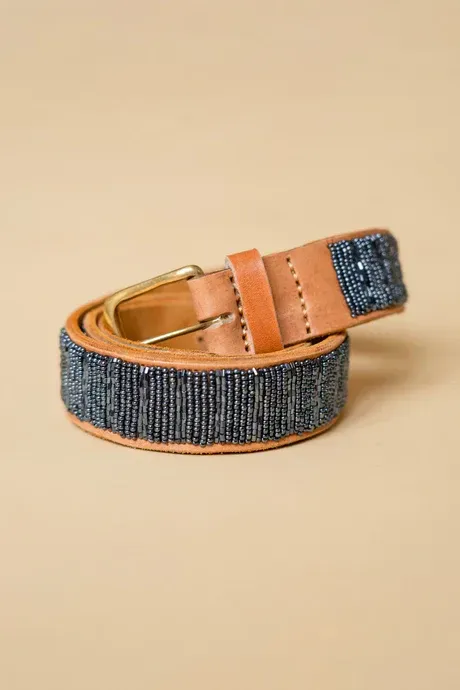 Leren riem met kraaltjes- Starry Night