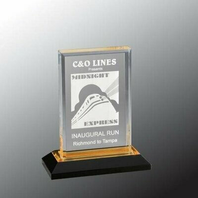 Beveled Acrylic Award in Three Sizes & Gold-Clear-Blue