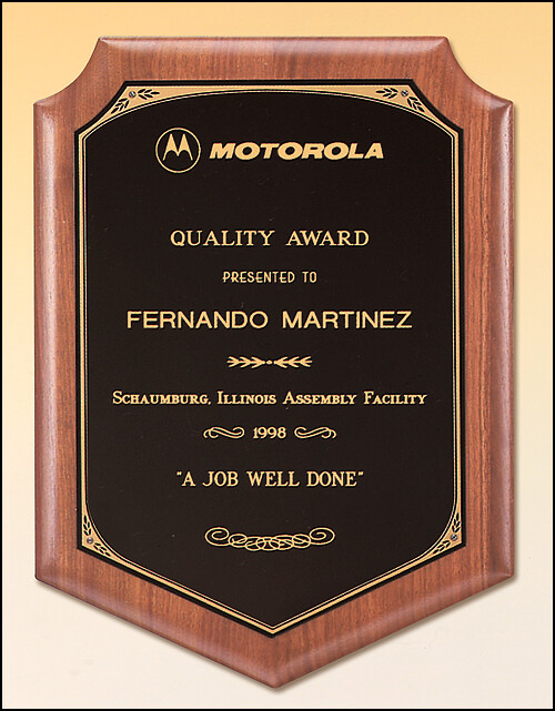Elipitical Edge Precision Walnut Plaque - Shield