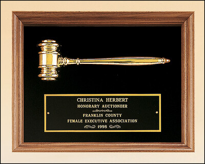American Walnut Framed Plaque with Gold Plated Gavel
