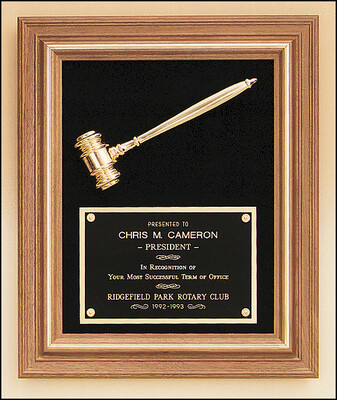 American Walnut Premium Frame with Gold Border and Gold Plated Gavel