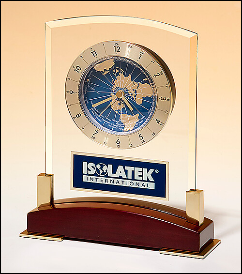 Glass Clock with World Time Dial