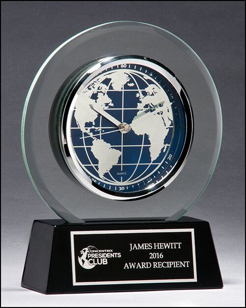 Glass Clock with World Time Dial