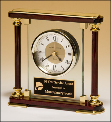 Traditional Glass and Rosewood Piano-Finish Clock