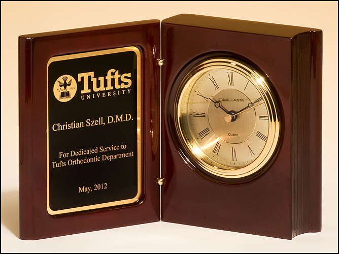 High Gloss Rosewood Piano-Finish Book Clock