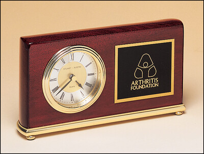 Rosewood Stained Piano Finish Clock on a Brass Base