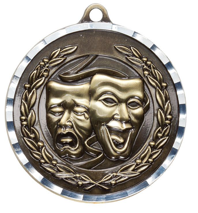 2" Diamond Cut Medal
DRAMA MASK, THEATER MEDAL