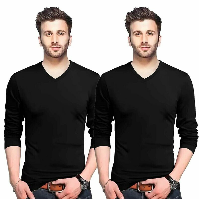 touch me fashions full hand v neck black 2 combo