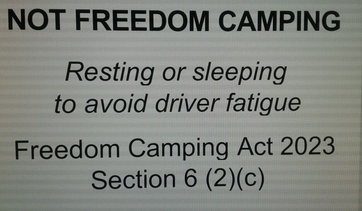 Not Freedom Camping - Driver Fatigue Card