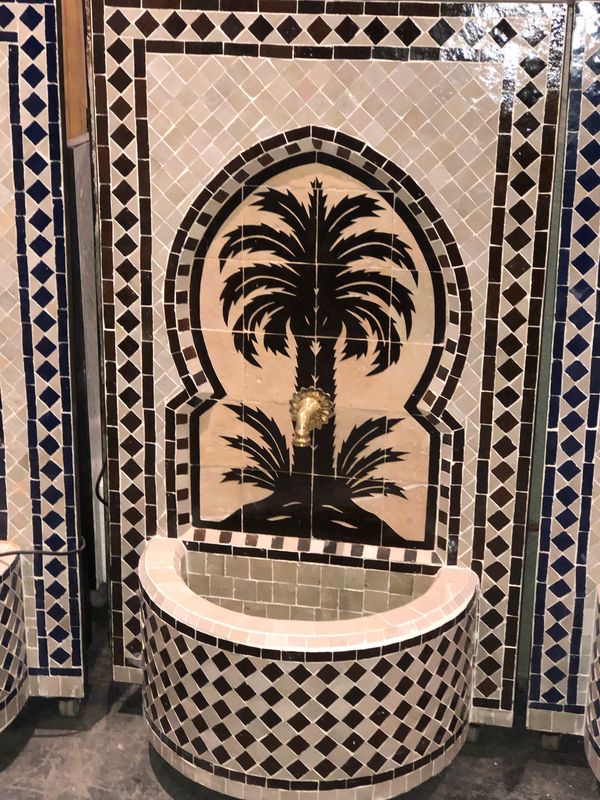 Marokkaanse Mozaïek Fontein - 100x65 cm - Zwart Palm