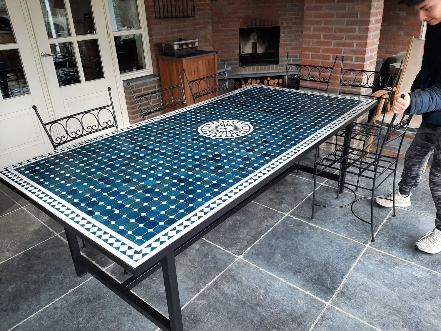 Handgemaakte Marokkaanse Massief smeedijzeren Stoel Nathage — detail 2