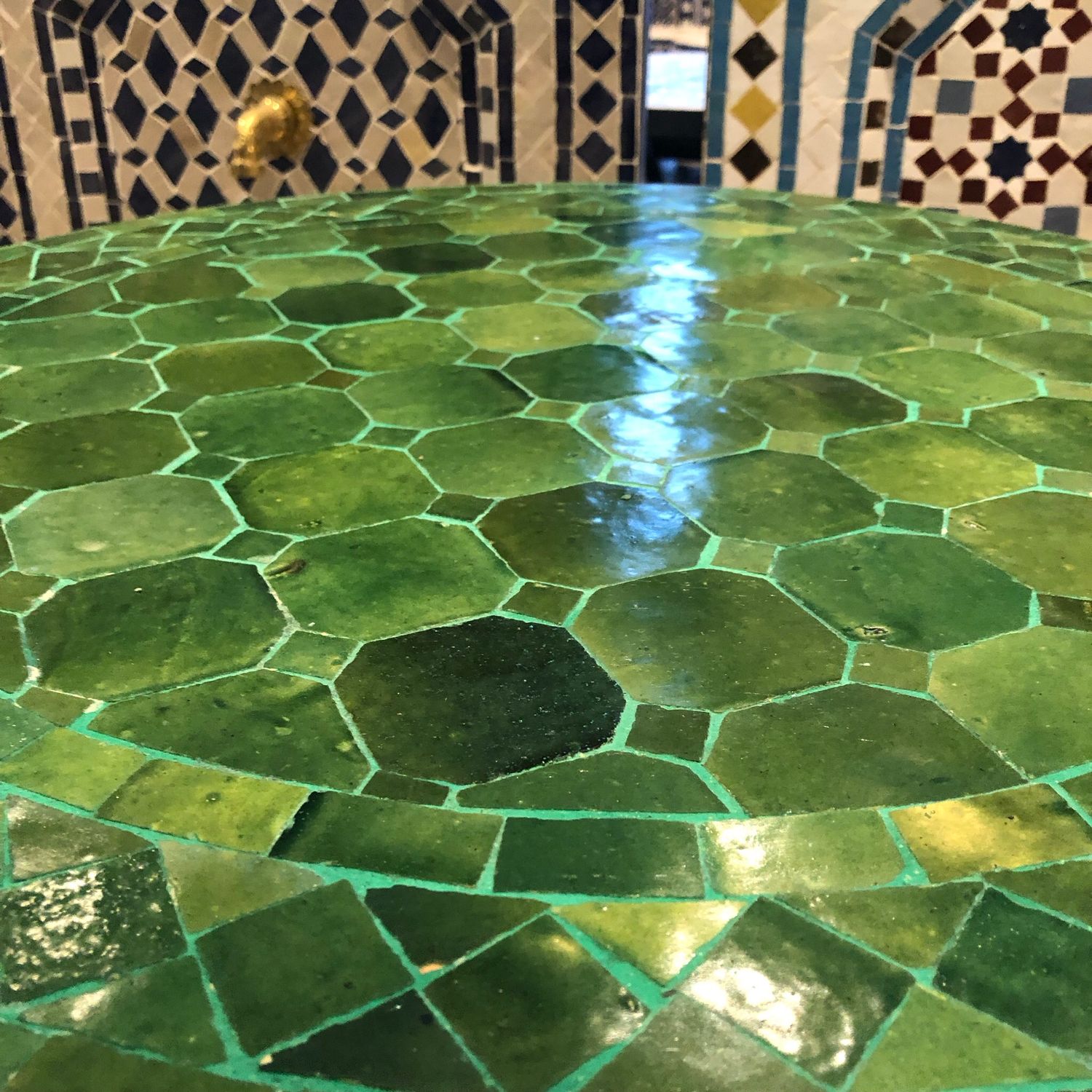 Marokkaanse Mozaiek tafel  (blad)  60 cm Tamegroute Groen 2 Handgemaakt