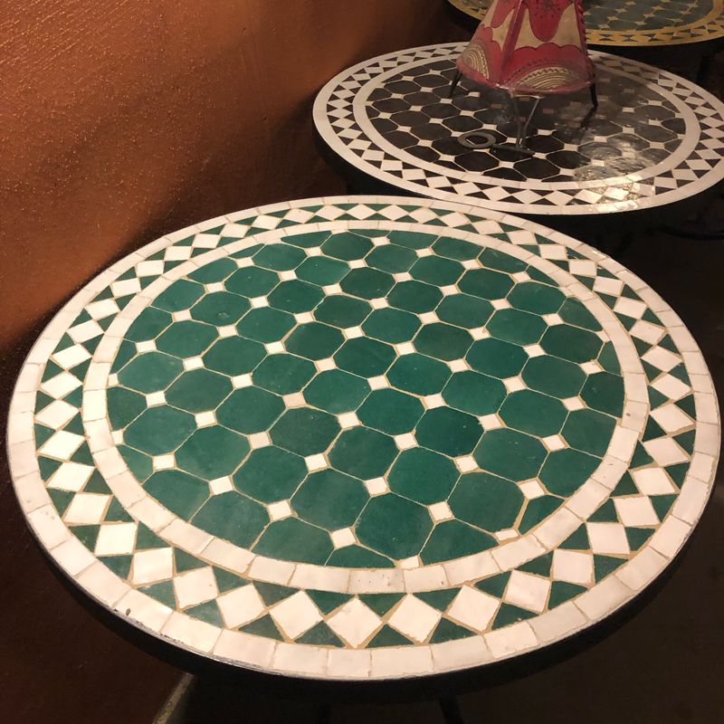 Marokkaanse Mozaiek tafel (blad) 60 cm Groen-Wit Handgemaakt