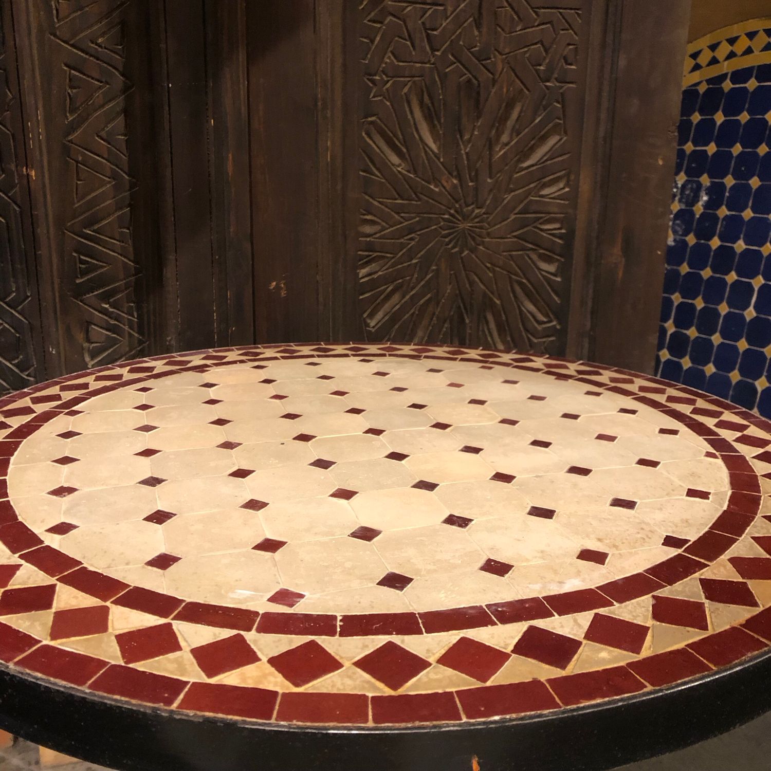 Marokkaanse Mozaiek tafel (blad) 60 cm - Terracota -Rood Handgemaakt