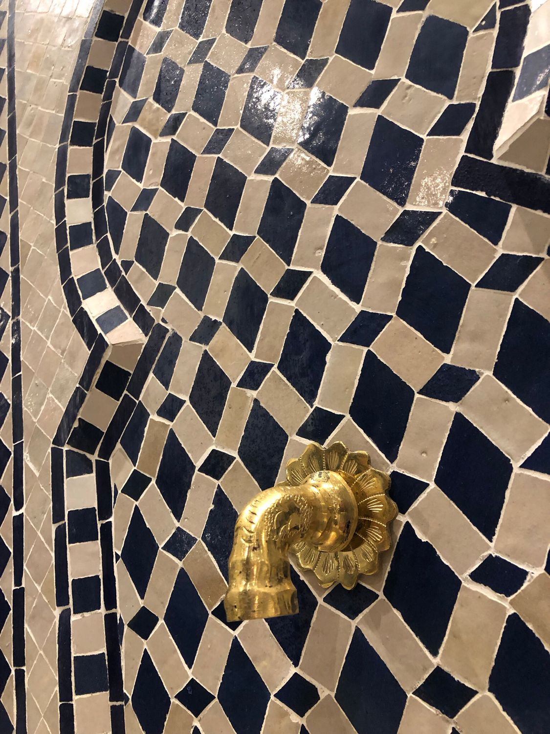 Marokkaanse Mozaïek Fontein - 100x65 cm Creme -Blauw — detail 4