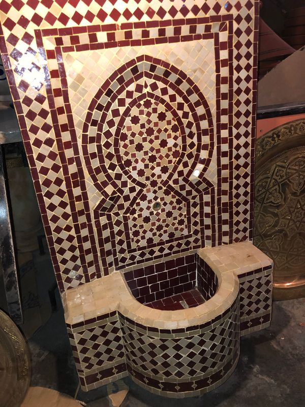 Marokkaanse Mozaïek Fontein - 100x65 cm - Creme-Rood