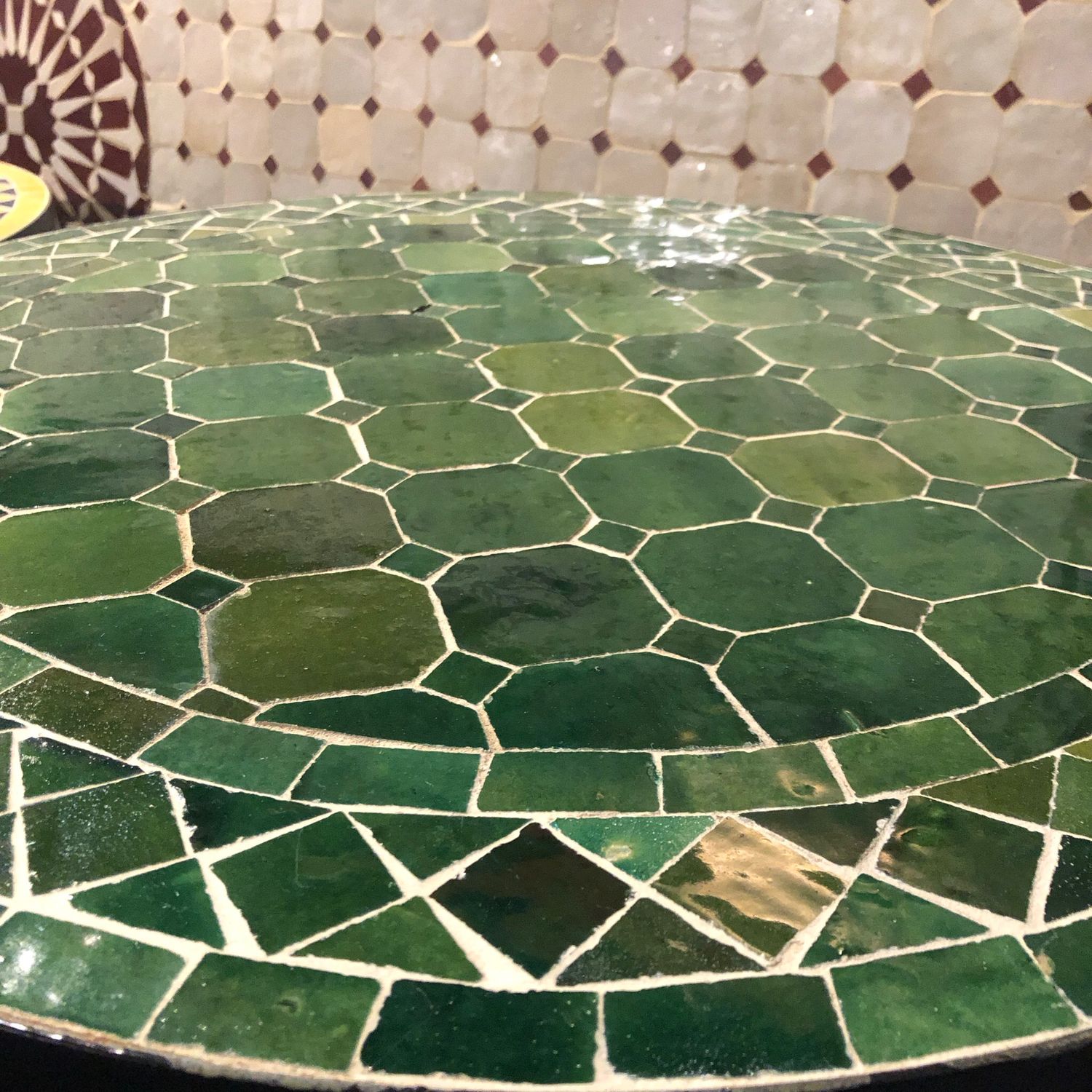 Marokkaanse Mozaiek tafel  (blad)  60 cm Tamegroute Groen Handgemaakt