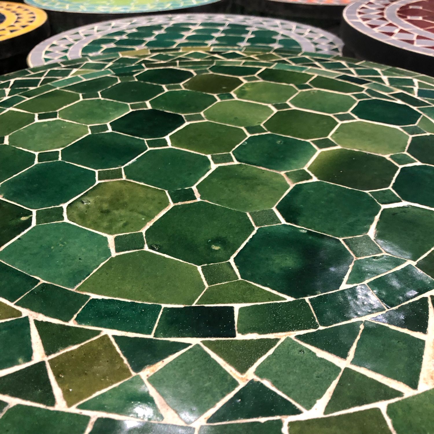 Marokkaanse Mozaiek tafel (blad) 50 cm Tamegroute Groen Handgemaakt