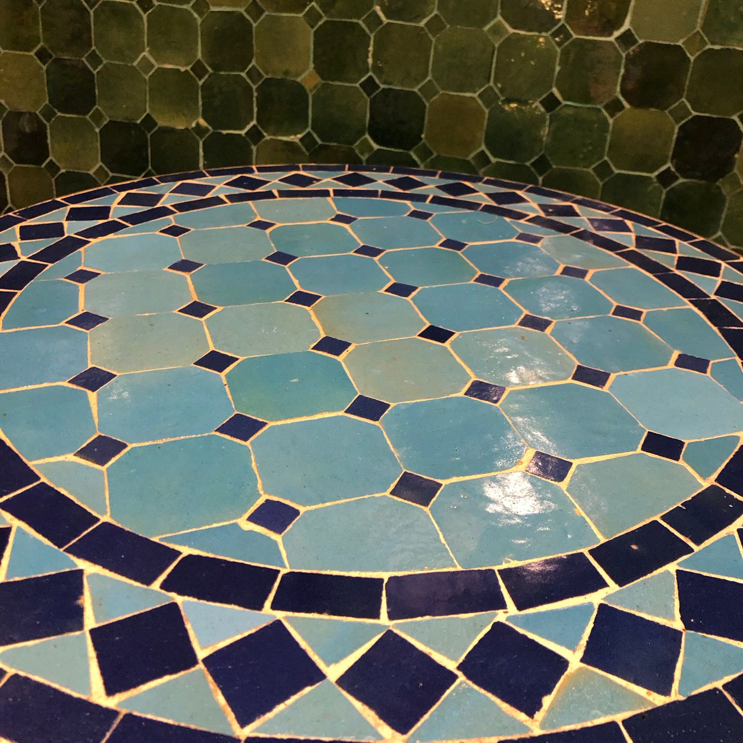 Marokkaanse Mozaiek tafel (blad) 50 cm Turqouise- blauw Handgemaakt