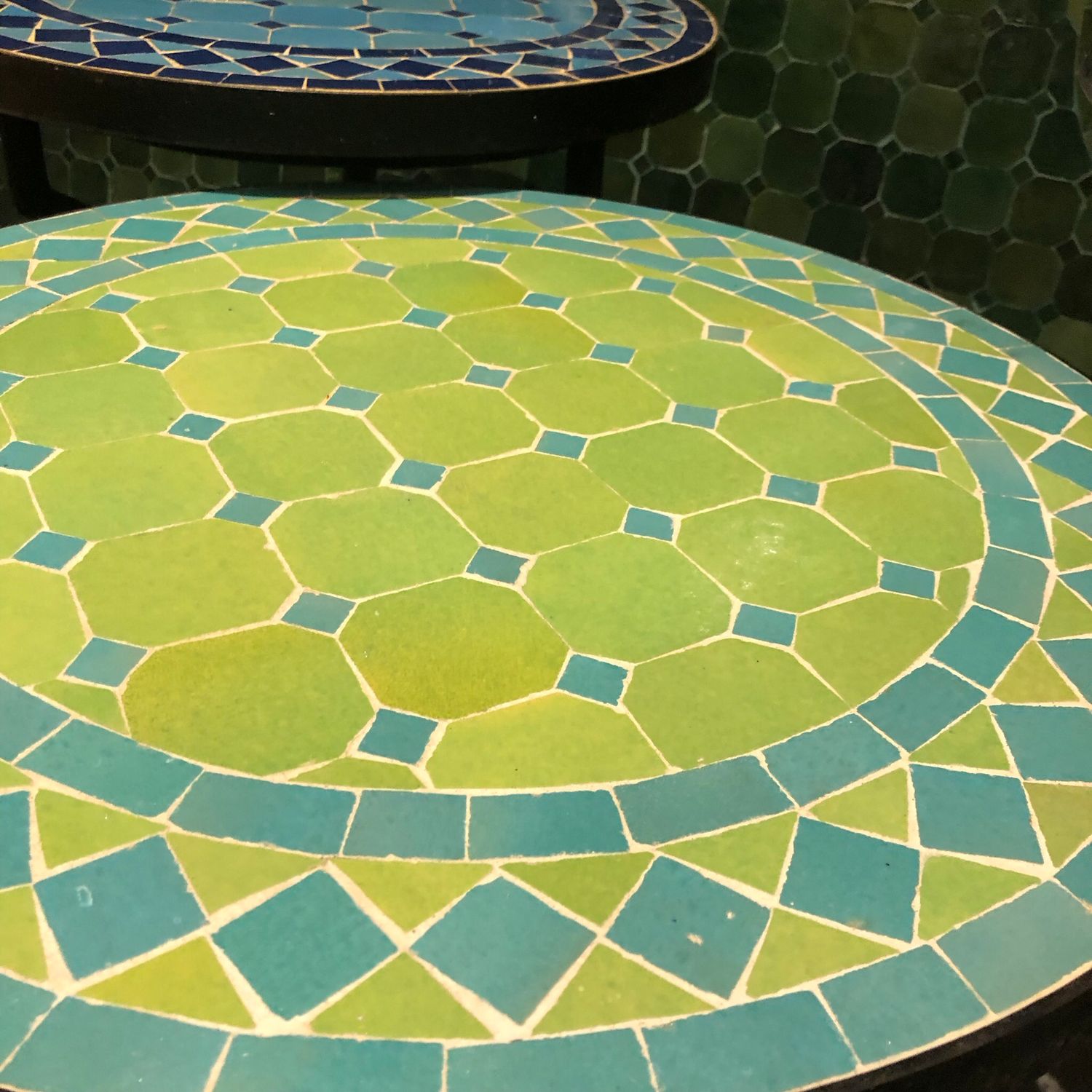 Marokkaanse Mozaiek tafel (blad) 50 cm Appelgroen-Zeegroen Handgemaakt