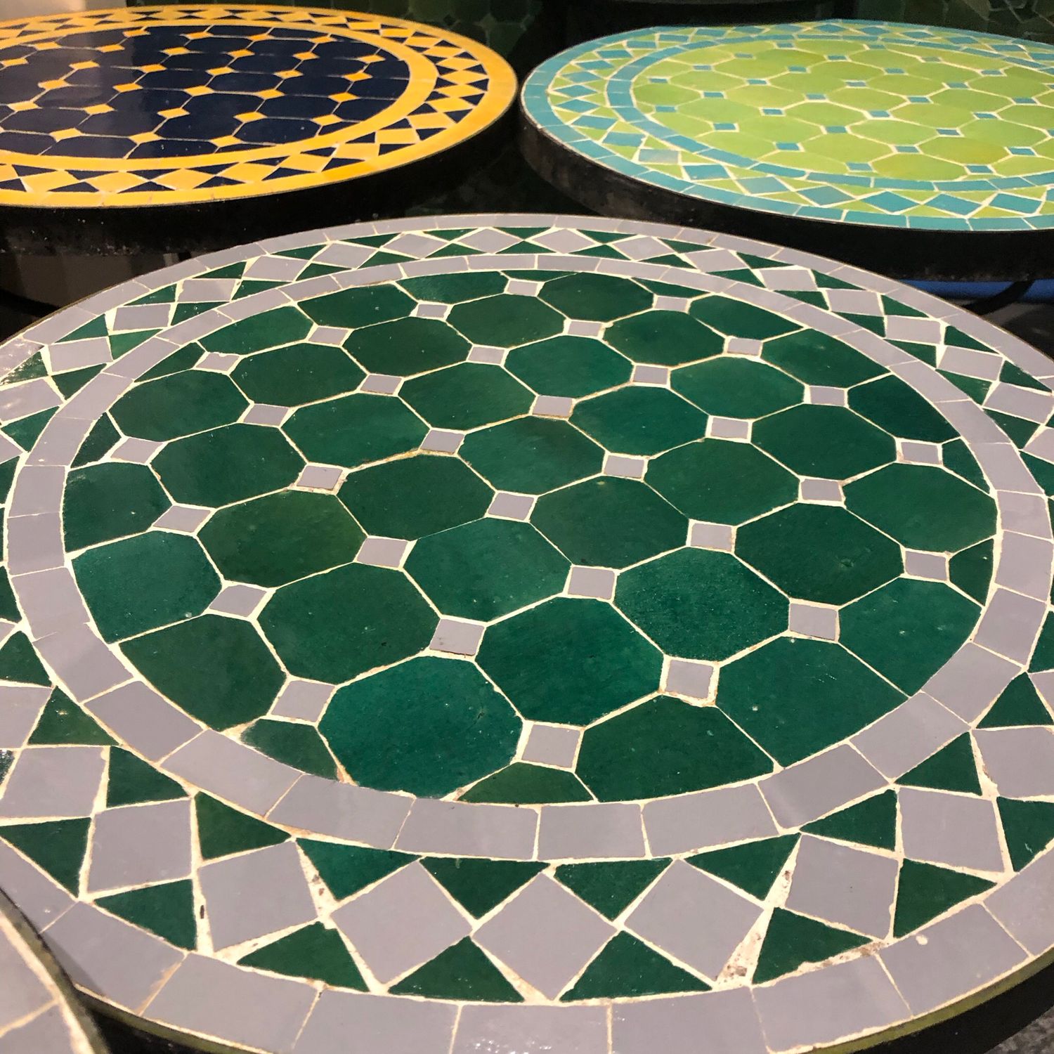 Marokkaanse Mozaiek tafel (blad) 50 cm Groen-Grijs Handgemaakt