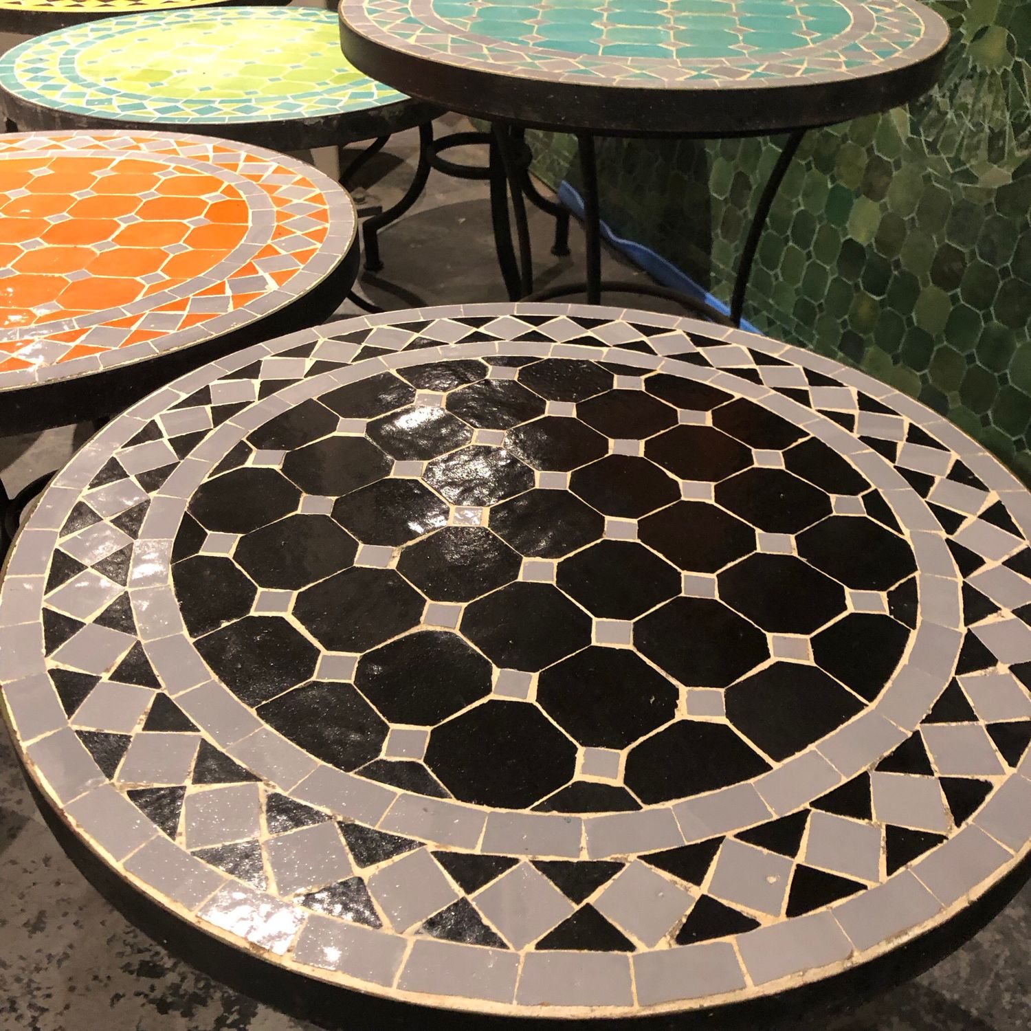 Marokkaanse Mozaiek tafel (blad) 50 cm Zwart-Grijs Handgemaakt
